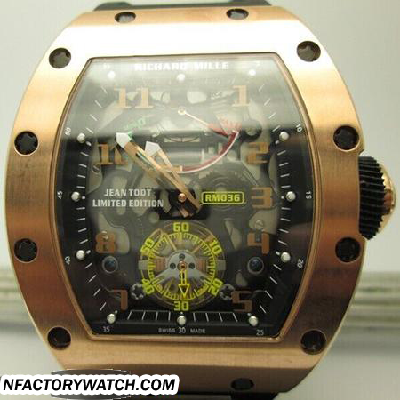 3A理查德·米勒Richard Mille RM 036 玫瑰金 316L不鏽鋼 玫瑰金 藍寶石鏡面