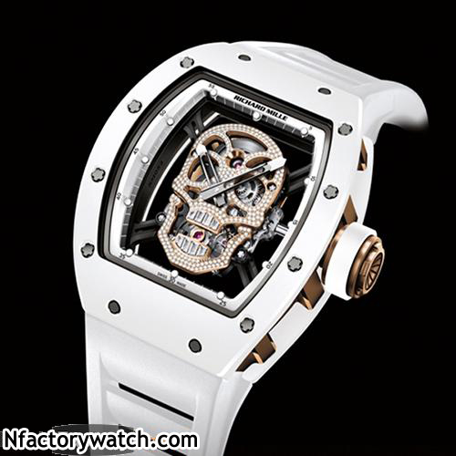 3A理查德·米勒Richard Mille RM 052 白色鑲鑽骷髅 德國進口頂級 316L不鏽鋼錶殼 骷髅頭面盤