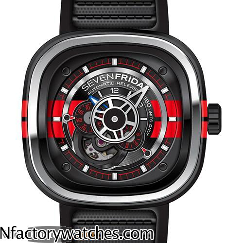 3A七個星期五 SevenFriday P3 BB Miyota82S721J自動 21600VPH 礦物晶體 黑色錶帶黑色牛皮