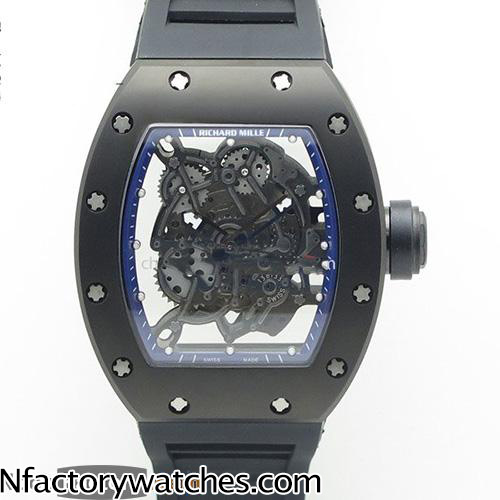 3A理查德·米勒Richard Mille RM 055 黑藍款 日本MIYOTA 6T51自動上鏈機芯 藍寶石水晶玻璃 21鑽