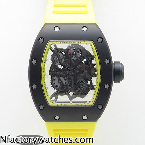 3A理查德·米勒Richard Mille RM 055 黑黃款 日本MIYOTA 6T51自動上鏈機芯 316L不鏽鋼 藍寶石水晶玻璃