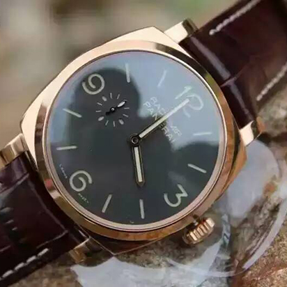 3A沛納海Pam513，藍寶石水晶加無色的抗反光塗層 18k玫瑰金鍍層錶殼 黑色錶盤