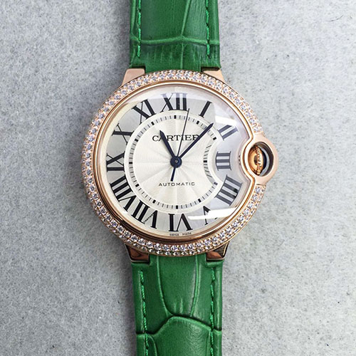 3A卡地亞 Cartier 玫金帶鉆圈中號 藍寶石玻璃 36mm JF出品