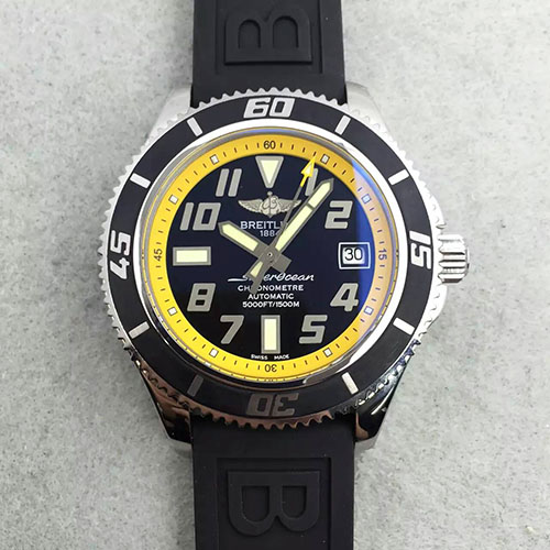 3A百年靈 Breitling 超級海洋系列 黃內圈 藍寶石玻璃