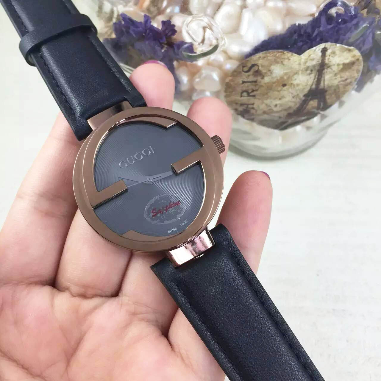 3A古馳 Gucci 專利殼形設計雙G系列 瑞士石英機芯 意大利牛皮