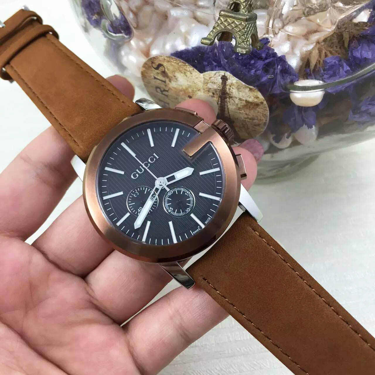 3A古馳 Gucci 單G系列男裝最高板本精品全新出貨 進口計石0S石英機芯 酷炫潮流