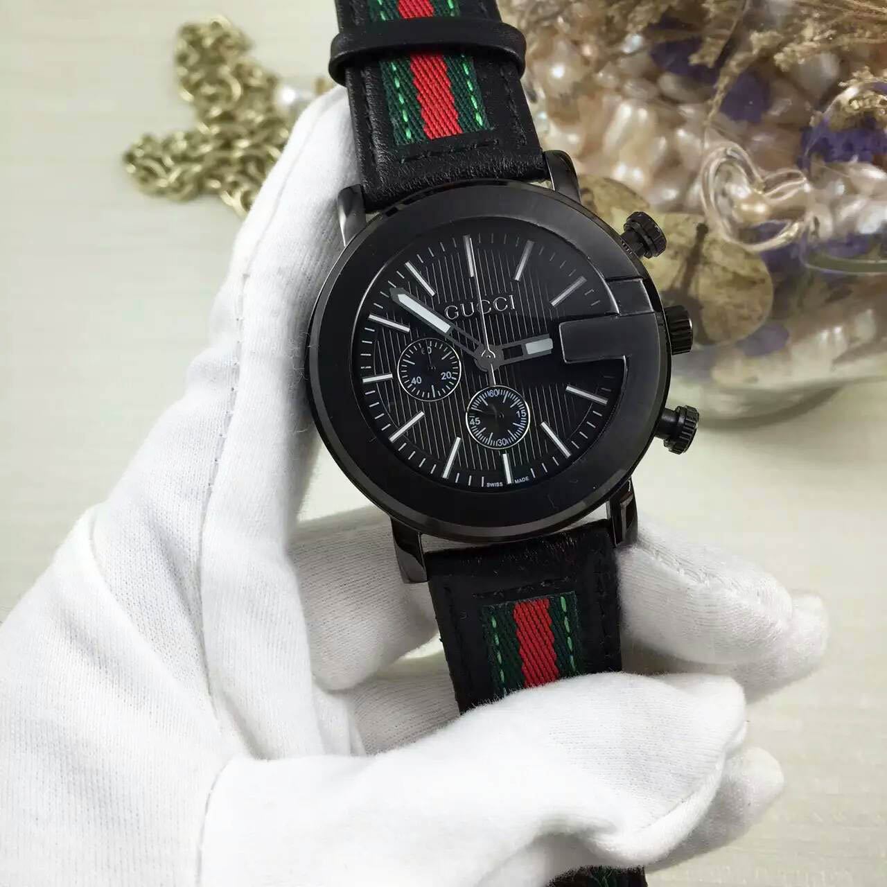 3A古馳 Gucci 單G系列男裝最高板本精品全新出貨 進口計石0S石英機芯 44mm