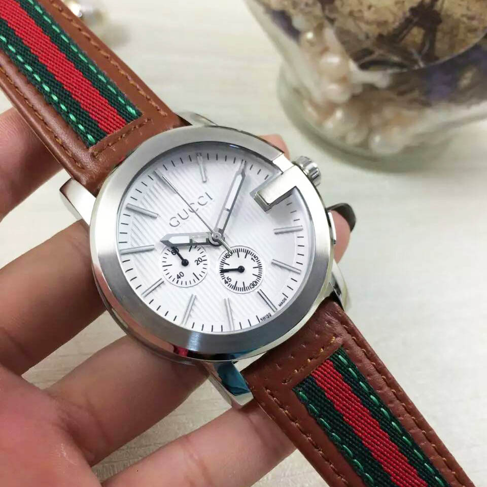 3A古馳 Gucci 單G系列男裝最高板本精品全新出貨 約44mm 精鋼錶殼 進口計石0S石英機芯