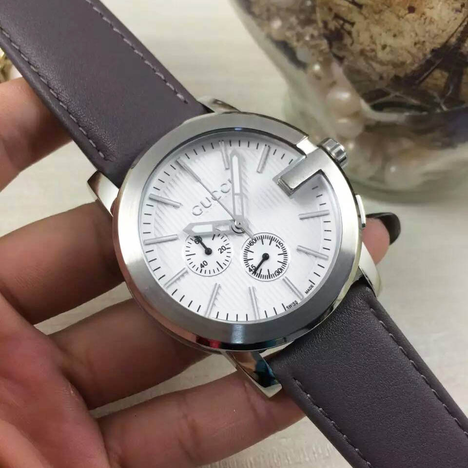 3A古馳 Gucci 單G系列男裝最高板本精品全新出貨 皮帶原裝針扣 精鋼錶殼 約44mm