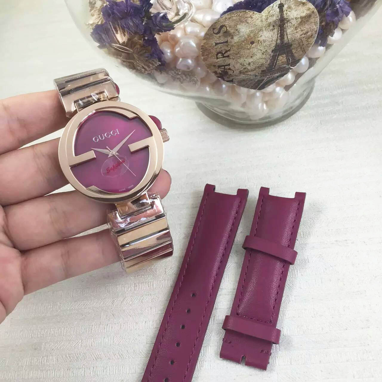 3A古馳 Gucci 專利殼形設計雙G系列3針 大號38MM 小號29mm 