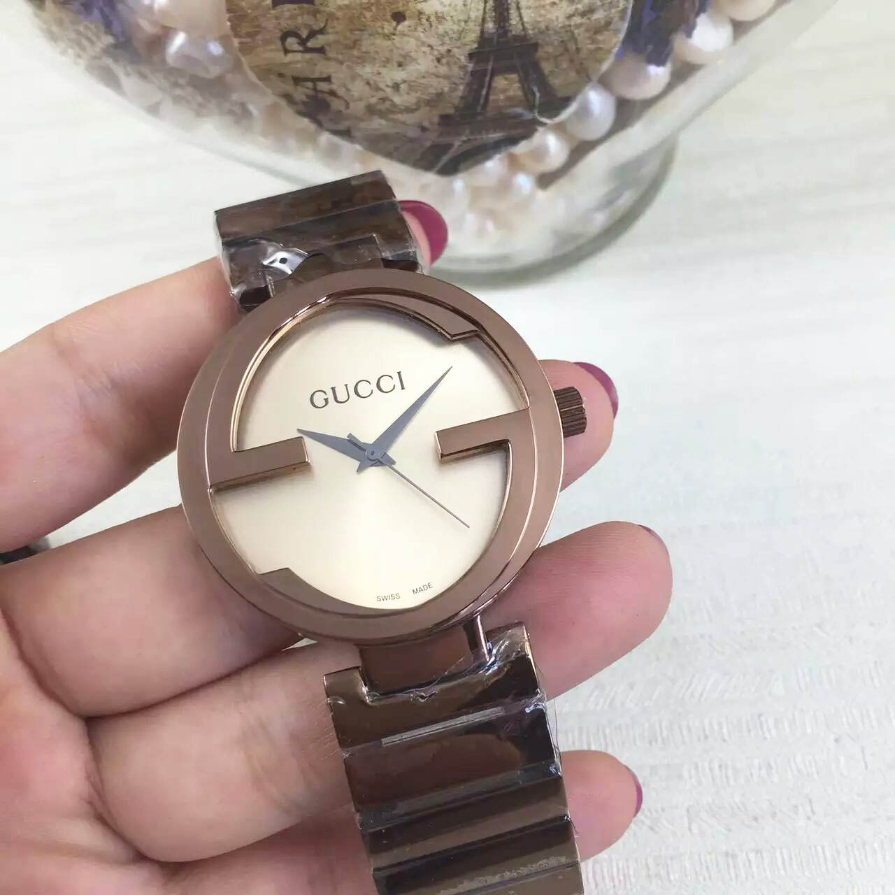 3A古馳 Gucci 專利殼形設計雙G系列3針 2個G形 形成的錶殼