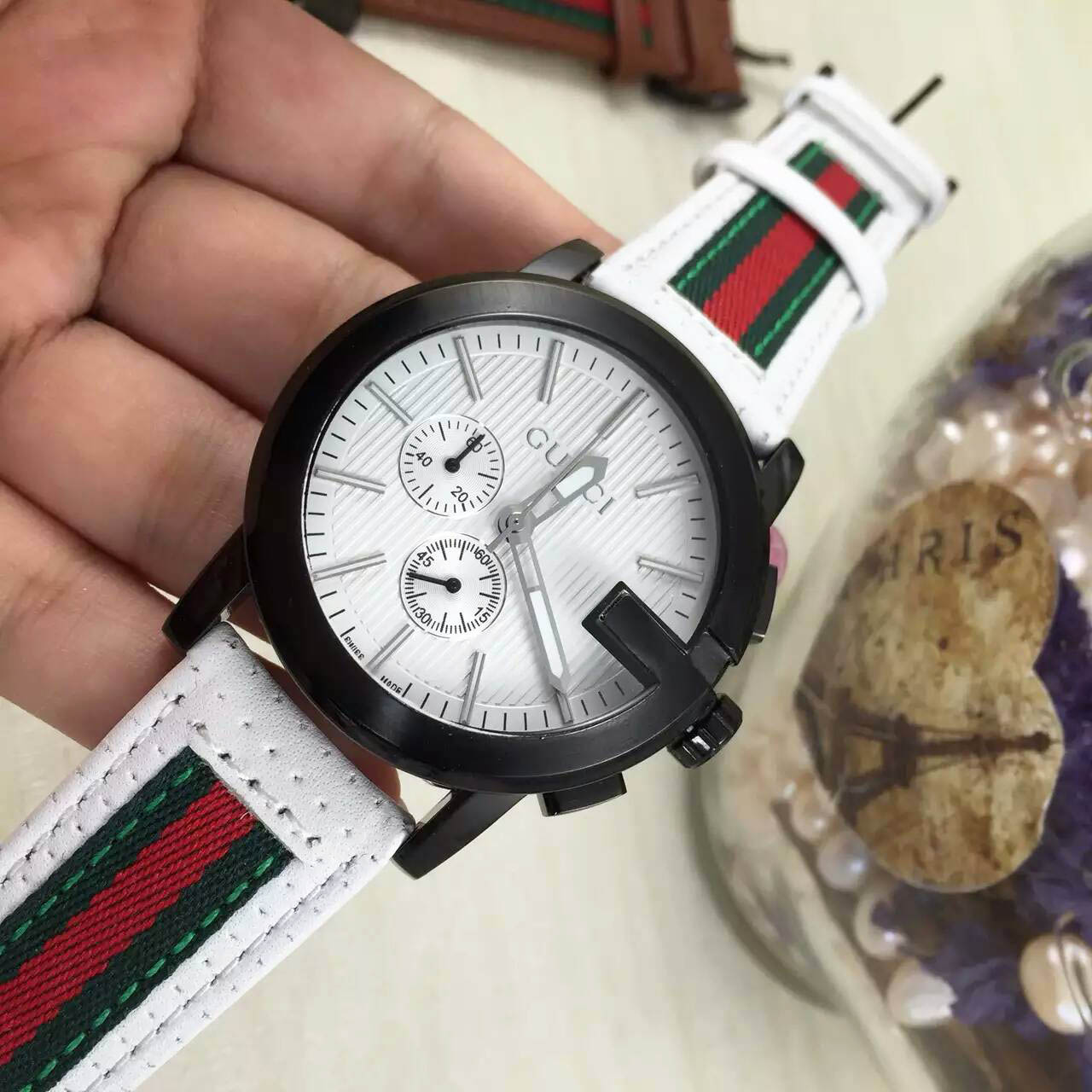 3A古馳 Gucci 單G系列男款最高版本 精鋼錶殼 原裝針扣