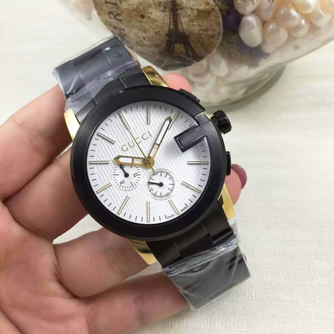 3A古馳 Gucci 單G系列男款最高版本 精鋼錶殼