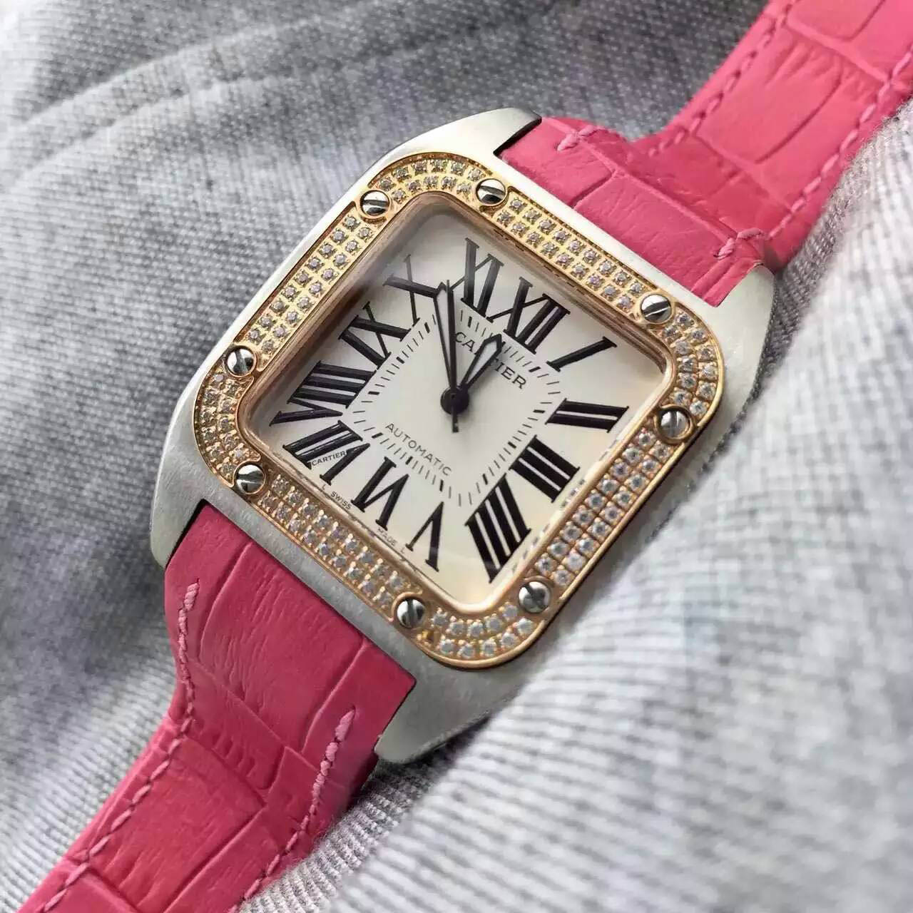 3A卡地亞Cartier-Santos 100系列W20126*8女性機械錶 42.2mm*35.6mm