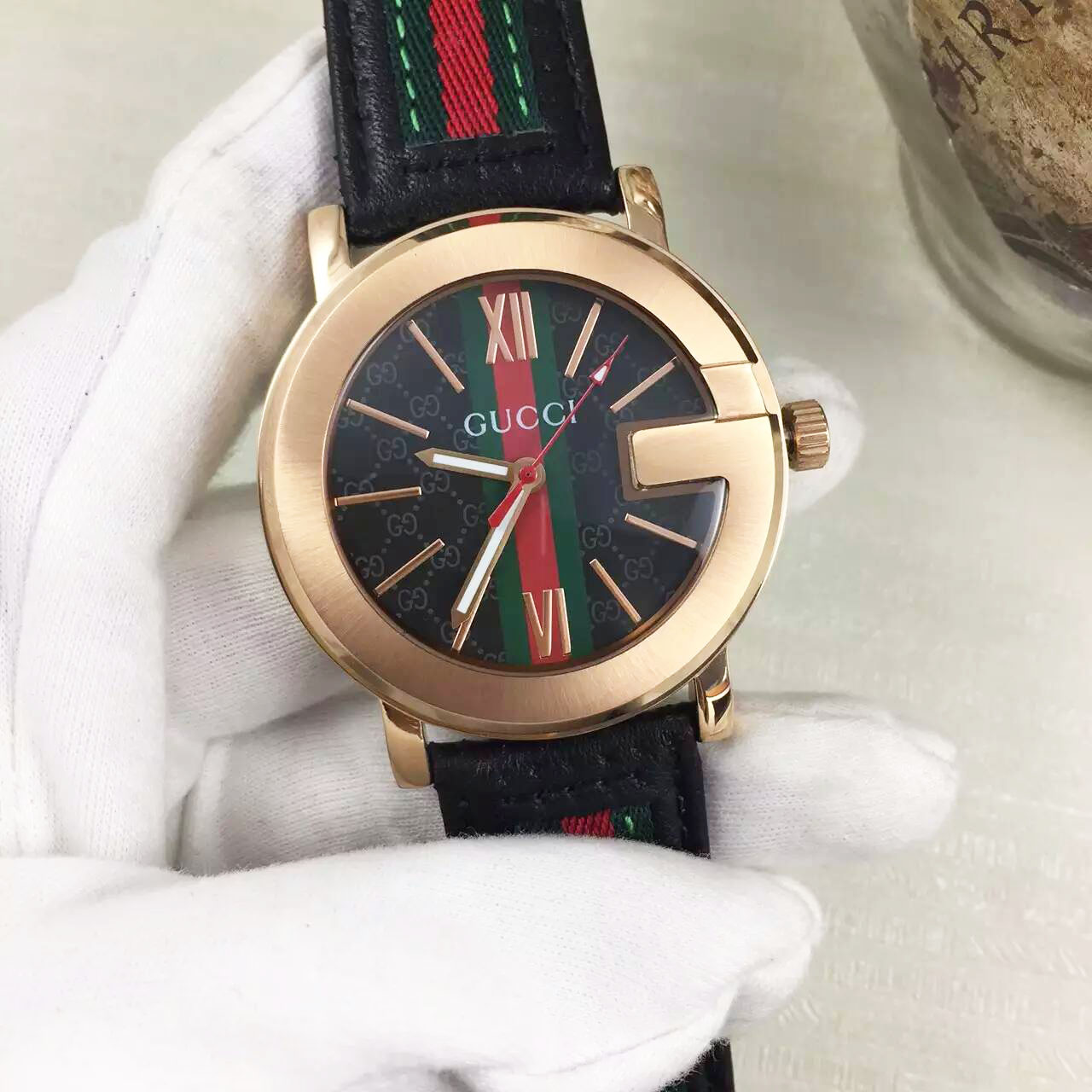 3A古馳 Gucci 獨家訂制男仕單G系列搭載進口石英機芯 牛皮 原裝針扣