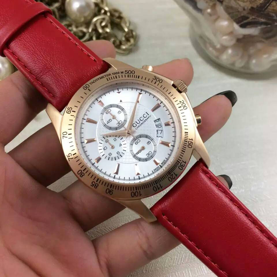 3A古馳 Gucci 男士新款最高版本首發搭載多功能石英跑秒機芯 精鋼錶殼 意大利進口透氣牛皮