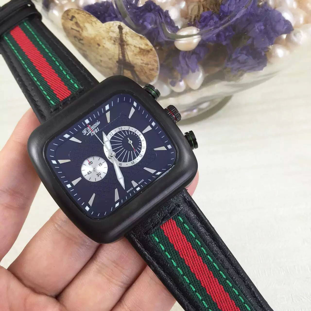 3A古馳 Gucci 男士新款最高版本首發搭載多功能石英跑秒機芯 意大利進口透氣牛皮 牛味十足