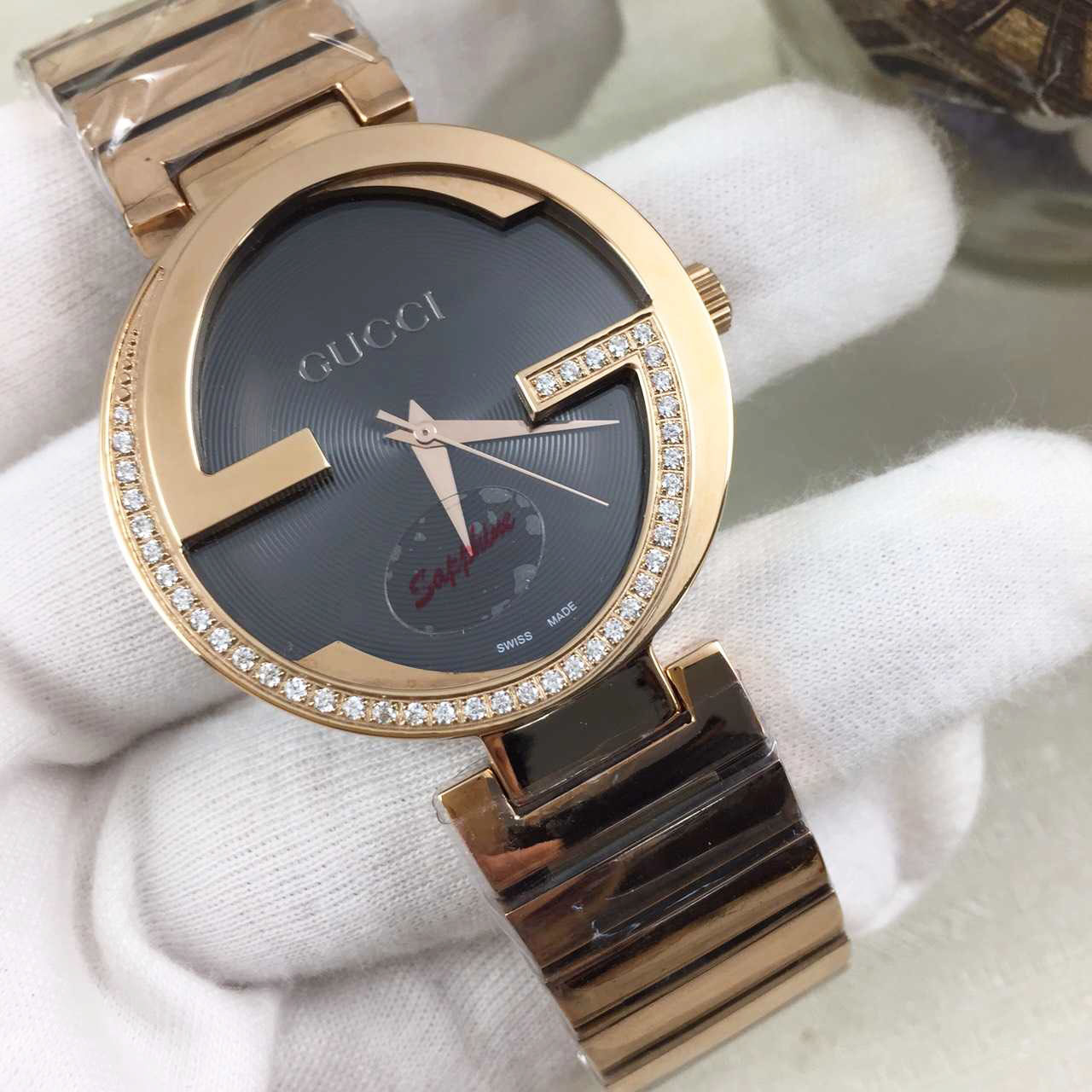 3A古馳 Gucci 專利殼形設計雙G系列3針 古馳專利殼形設計 意大利牛皮 原裝針扣 