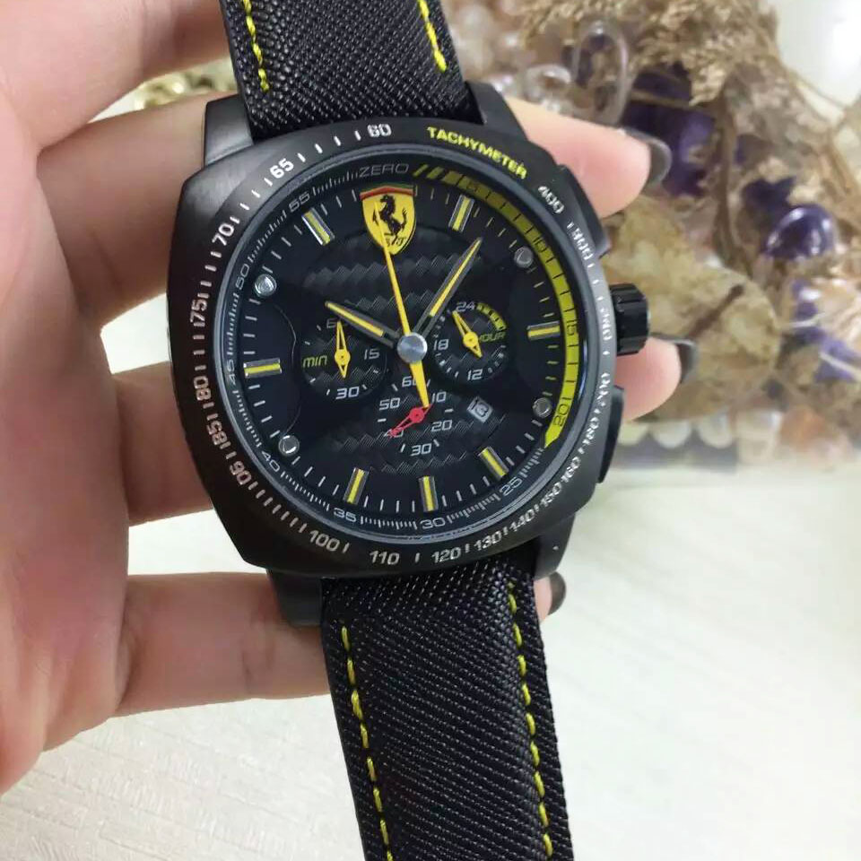 3A法拉利 Ferrari 經典高性能時尚跑車腕錶搭載進口石英機芯 直徑46mm 厚13mm