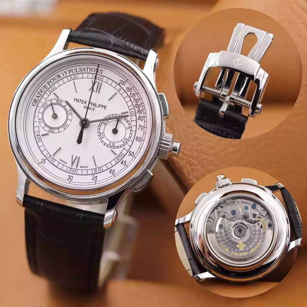 3A百達翡麗 Patek Philippe 5370復雜功能計時系列 搭載7750全自動機械機芯 意大利小牛皮 原裝扣 