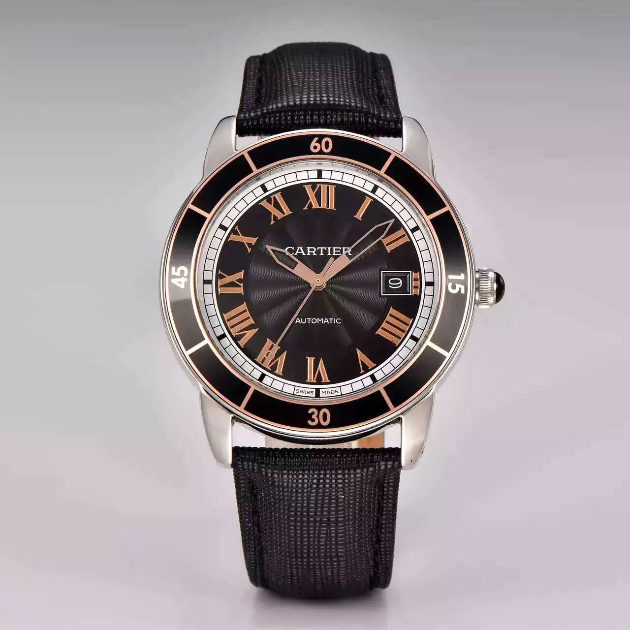 3A卡地亞 Cartier 入門級大三針腕錶 「Ronde Croisiere」 搭載9015機芯 羅馬數字時標、分鐘軌、劍形鏤空指針、璣鏤刻花等