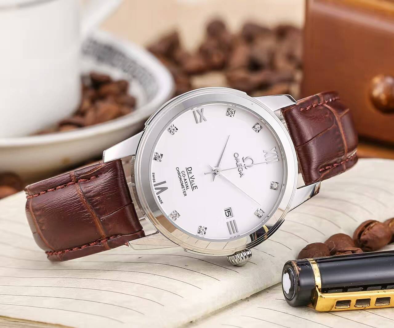 3A歐米茄 礦物質超強鏡面 頂級機械機芯 真牛皮錶帶 直徑40mm 厚12mm 精品男士腕錶