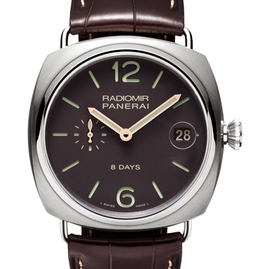 3A沛納海Panerai RADIOMIR 8 DAYS TITANIO PAM00346/Pam346 钛殼 亞洲手上鏈機芯仿沛納海P2002/9 全钛錶帶 小牛竹節紋皮帶