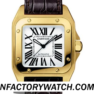 3A卡地亞Cartier Santos 山度士 W20112Y1 女錶 316不鏽鋼錶殼 電鍍18k金