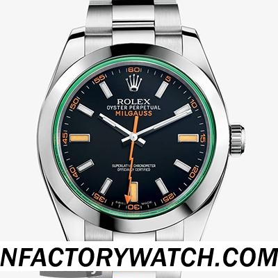 3A勞力士Rolex MILGAUSS 116400GV 綠玻璃 藍寶石水晶 抗反光水晶 316F不鏽鋼手鏈