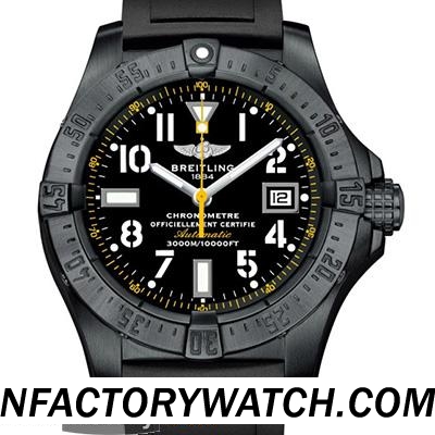 3A百年靈Breitling Avenger II 複仇者二代 Seawolf 深潛海狼 黑鋼黃針限量版