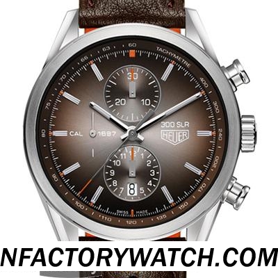 3A豪雅TAG HEUER Calibre CAR2112.FC6267 316l不鏽鋼殼 拱形藍寶石玻璃與AR塗層  棕色錶盤