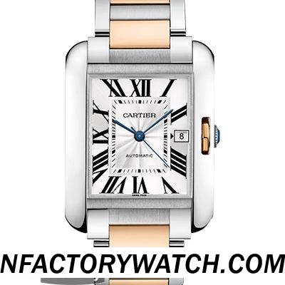 3A卡地亞Cartier Tank 坦克系列 W5310006 防劃藍寶石水晶 不鏽鋼錶帶 鍍18k玫瑰金