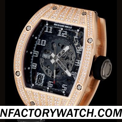 3A理查德·米勒Richard Mille RM 010 玫瑰金 鑲鑽 實心316L不鏽鋼 電鍍18k玫瑰金