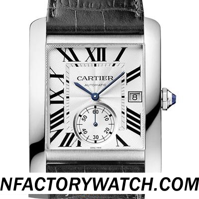 3A卡地亞Cartier TANK MC W5330003 316F不鏽鋼錶殼 防劃藍寶石水晶 黑色牛皮
