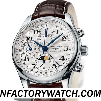 3A浪琴Longines Master Collection 名匠系列 L2.673.4.78.3 月相 316L不鏽鋼 藍寶石機玻璃錶鏡 棕色牛皮