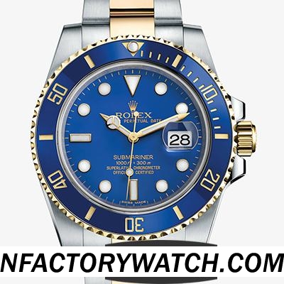 3A勞力士Rolex SUBMARINER DATE 116613LB 18K黃金包裹的 316F不鏽鋼 蚝式錶殼底蓋